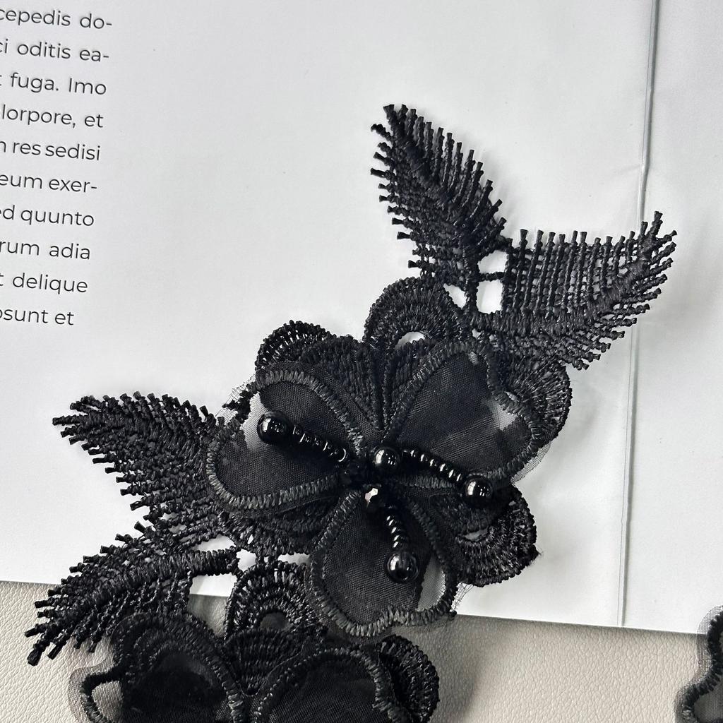 Black Embroidery Lace Pair Flower Clothing Decoration Wedding Dress Dress Embroidery Patch Patch Accessories