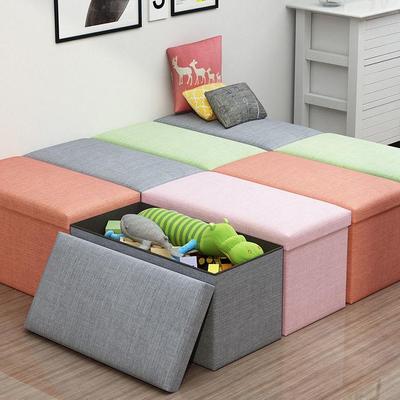 Multifunktionaler, klappbarer Aufbewahrungshocker aus Baumwolle und Leinen, kleines Sofa und Spielzeugkiste, Schuhschrank für das Wohnzimmer