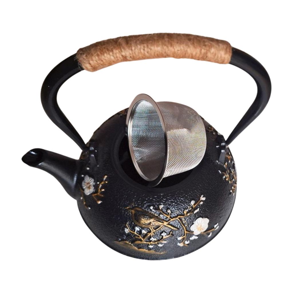 Cast Iron Kettle 1L + Infuser, Strainer For Tea And Herbs + Heater