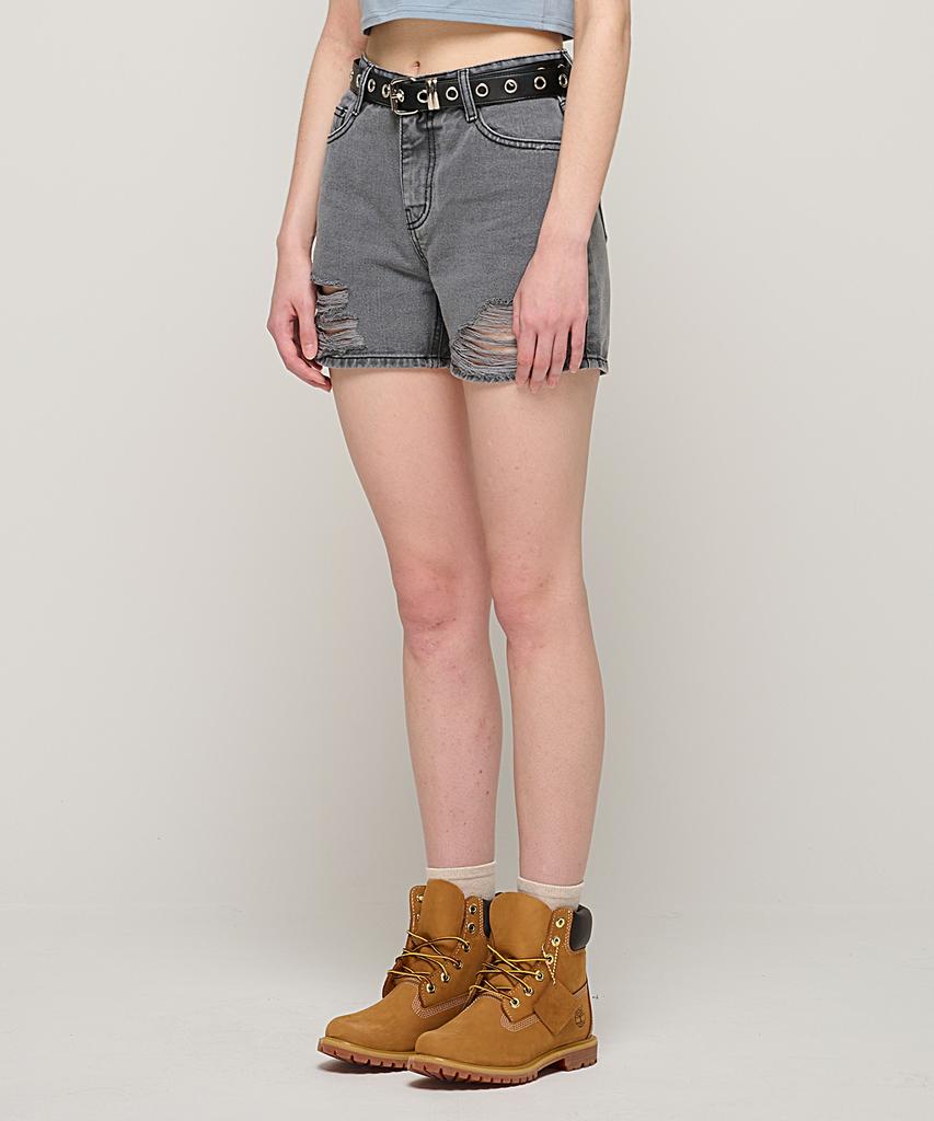 CARGOBROS FOR WOMAN Distressed Smoke Denim Shorts (Grey)