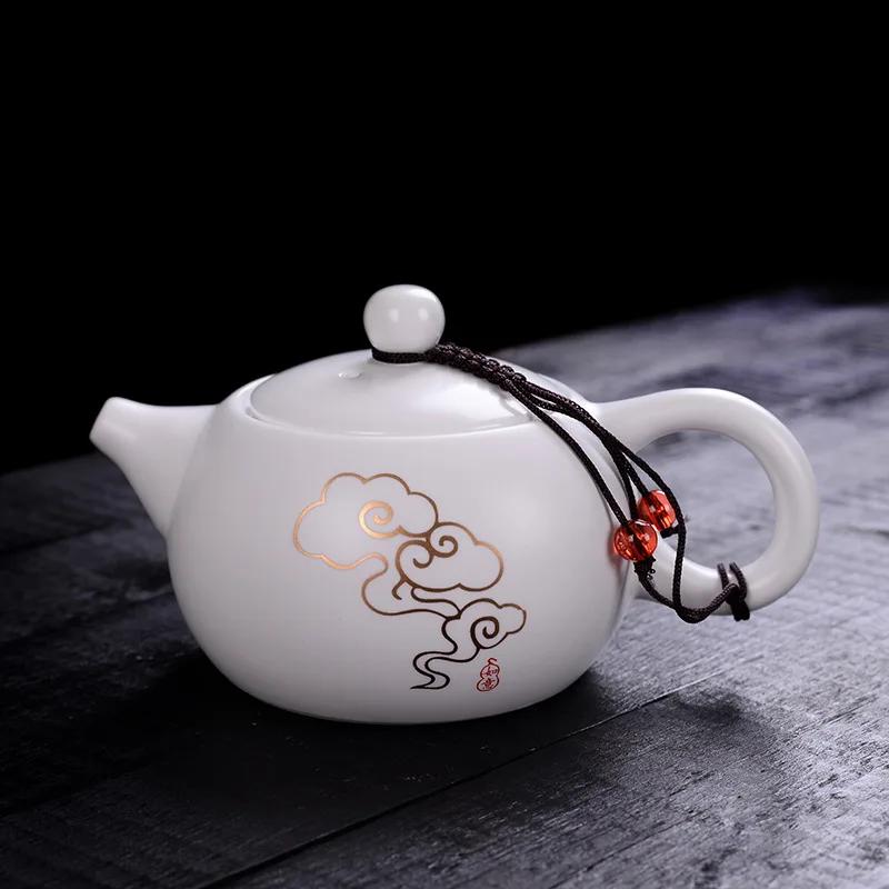 Ceramic Teapot, Chinese Kungfu Teaware, Small Tea Maker, Hand Grip Pot, Household Porcelain for Cha Drinkware
