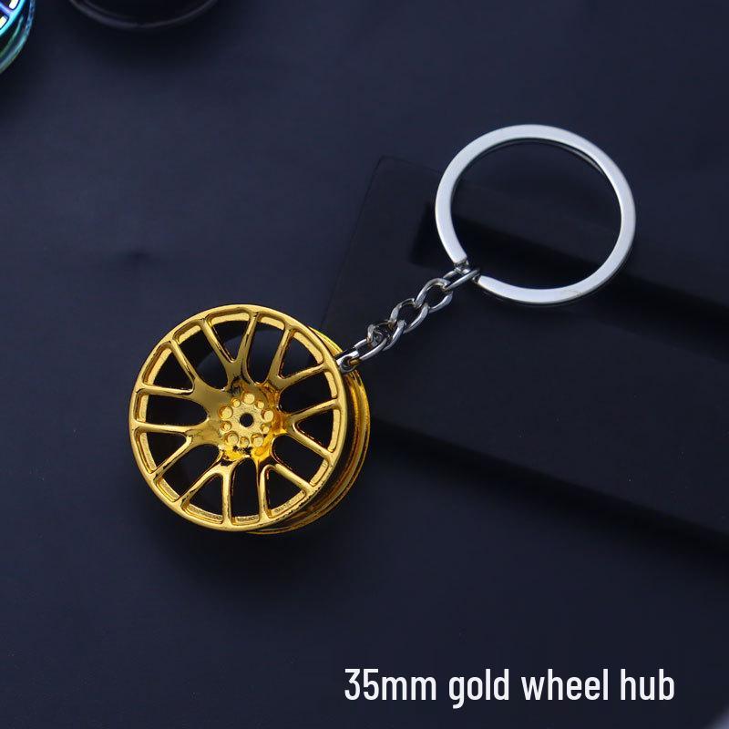 Motorcycle Wheel Keychain Pendant - Creative Laser-Printed Metal Hub