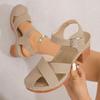 Closed Toe Thick High Heel Sandals Women Summer Ankle Buckle Beach Sandles Woman Plus Size Anti-Slip Platform Sandalias De Mujer