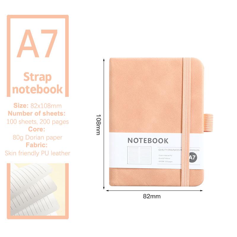 Minimalist Strap Notebook Mini Cute Student Notebook Business Notebook Schedule Book Thickened Pu Leather Cover Diary Notebook