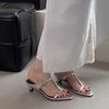 Fashion Women High Heels Slippers Square Toe Shoes Sexy Sandals 2025 Summer Brand Open Toe Beach Dress Shoes Woman Pumps Sandalias Mujer