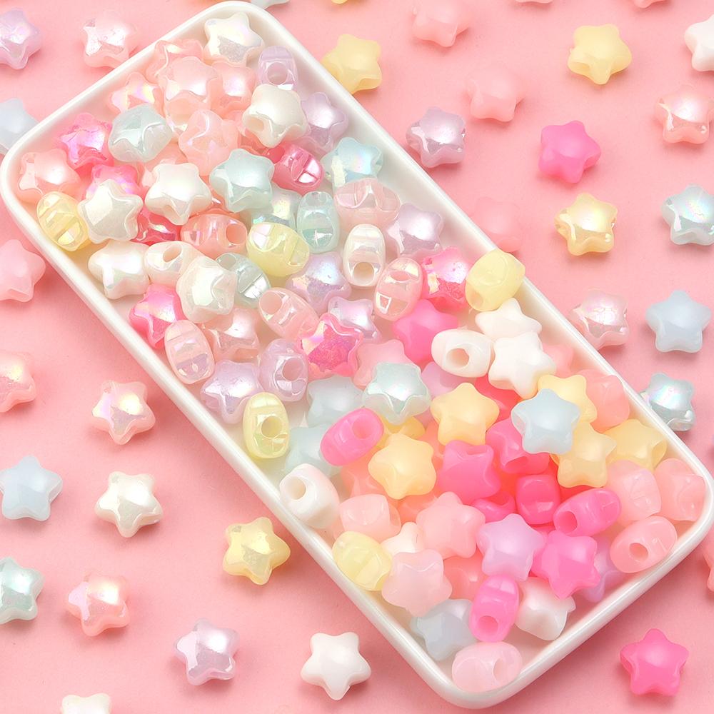 50pcs/lot Acrylic Beads Star Beads Jelly Color Big Hole Spacer Beads for Jewelry Making DIY Bracelet Necklace Accessories Gifts