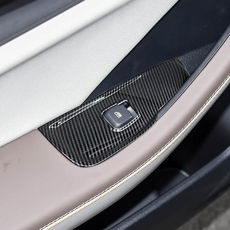 Window Glass Lifting Buttons Panel Decoration Cover Trim For BYD Qin PLUS LHD Carbon Fiber Color Interior Accessories