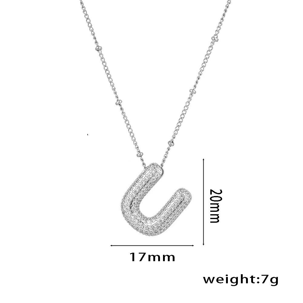 18K Gold-Plated Copper Necklace with Micro-Inlaid Zirconia & 26 Letter Pendant - Classic and Versatile European-American Jewelry