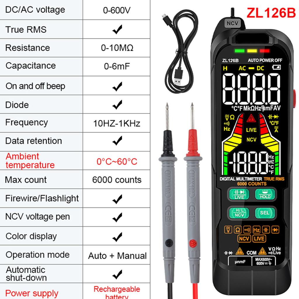 Digital Multimeter Professional Tester Meter Alternating Current Direct Current Voltage Multimetro True RMS Capacitance