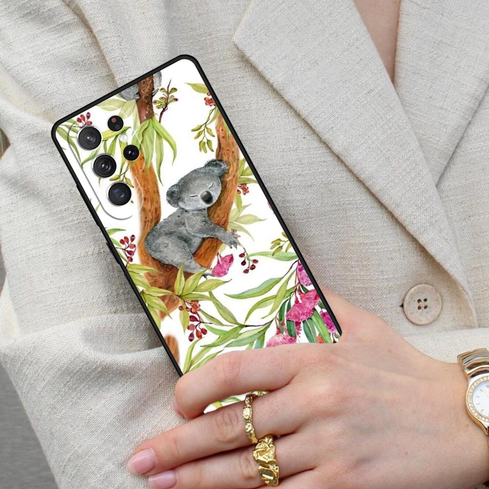 Koala and Eucalyptus Bumper Cell Phone Case for Samsung Galaxy S26 Ultra S25 S24 S23 S22 S21 S20 Note10 Cover
