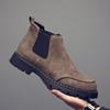 Fur Martin Boots Men's Round Head Platform Short Boots Medium Help Desert Boots Matte Casual Leather Chelsea Boots Men's Trend