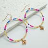 European and American Crystal Beaded Hoop Earrings – Versatile Color-Blocking Glass Christmas Fashion Accessory