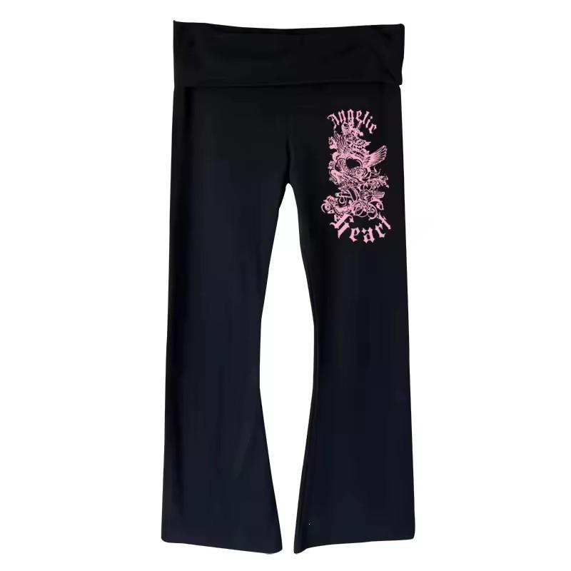 Womens Street Style Slim Fit Printed Casual Pants Elastic Waist Trousers