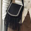 High-value simple retro bag women's 2025 new fashion shoulder bag suede fringed messenger bucket bag