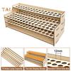 Wooden Paint Brush Holder 75 Holes Desk Stand Pen Storage Organizer Large Capacity 2 Tier Art Tools Compartment Display Rack for Table Wall