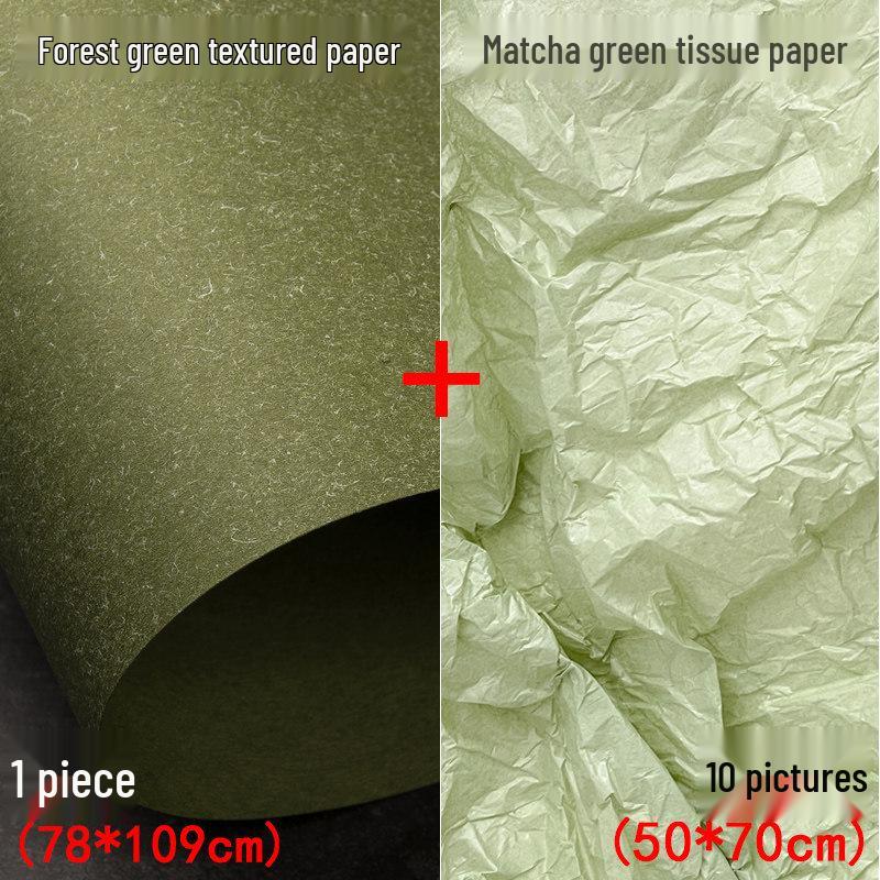 Forest Green Textured Paper for Kindergarten Creations - Morandi Palette, Matcha Color, Pear Skin Design, Green Decor.