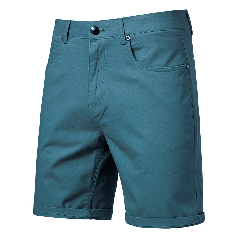 Summer Casual Shorts Straight Leg Slim Fit Five Quarter Length Pants Solid Color Men's Shorts