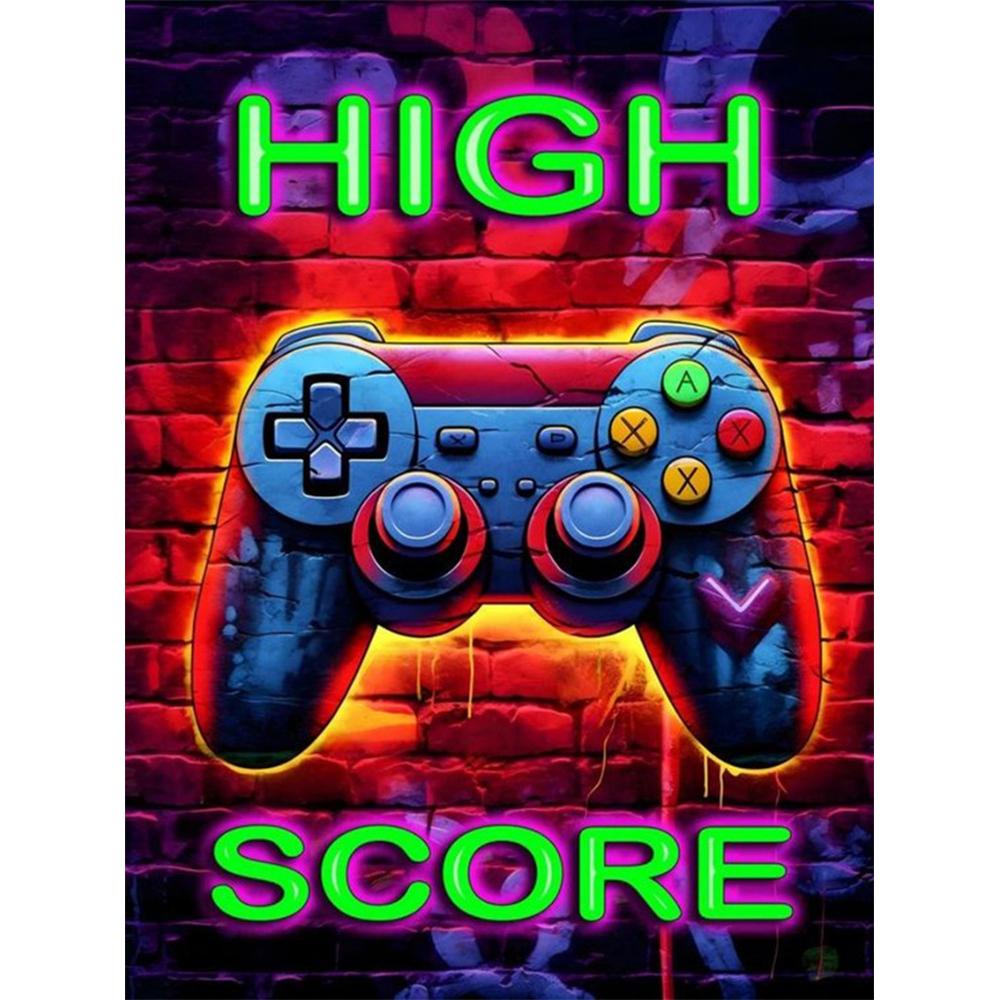 Colorful Neon Light 5D DIY Diamond Painting Kit Game Machine Sticking Diamond Embroidery Handmade Mosaic Home Decoration