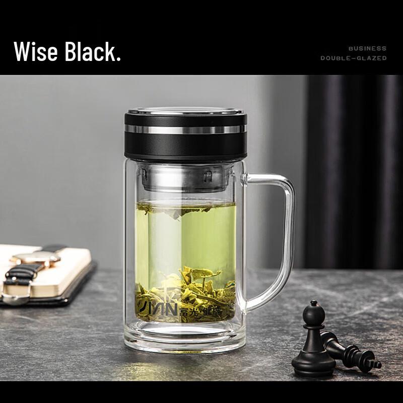 FUGUANG Double Wall Glass Tea Separation Cup with Handle