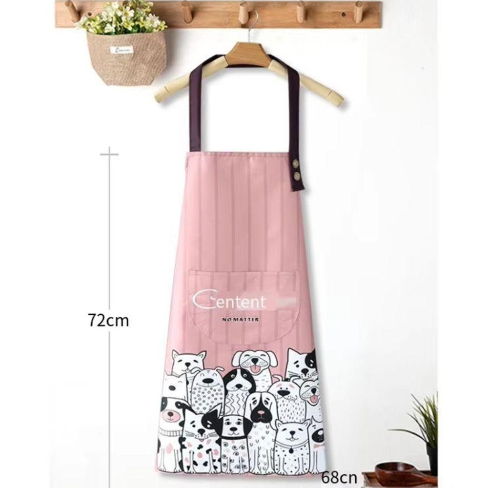 Cute Cartoon Prints Kitchen Apron Waterproof Wear-resistant Work Apron Household Oil-proof Antifouling Barista Apron