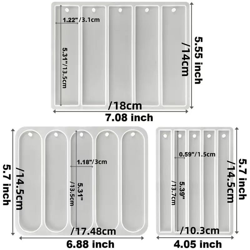 

3Pcs/set Silicone DIY Resin Bookmark Molds Oval Rectangle Dried Flower Bookmark Decorations Molds Handmade Supplies