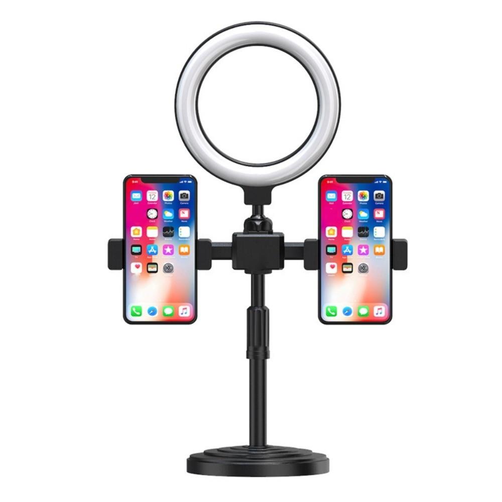 Dual Phone Position Fill Light Phone Holder Stable Base LED Circular Light  Video