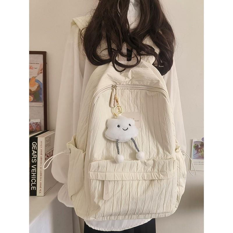 Womens Stylish Large Capacity Backpack College Students Travel Daily Use Soft Fabric Streetwear Design