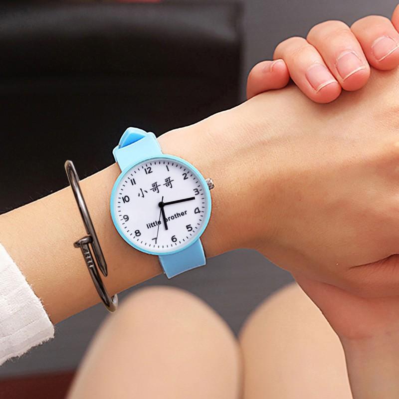Same Little Brother Little Sister Watch Female Soft Sister Candy Color Casual Couple Watch Junior High School Trend небесно-голубой