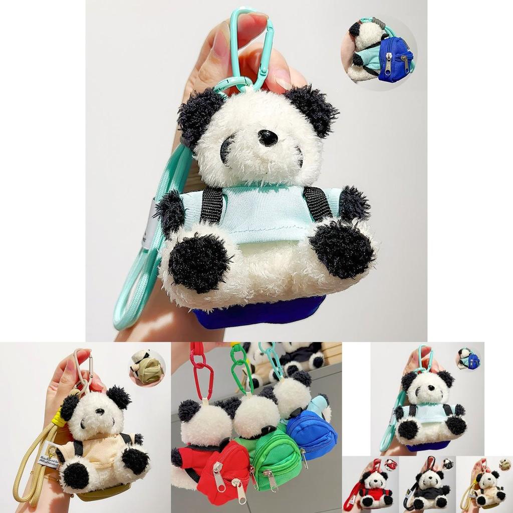 Soft Plush Panda Backpack Keychain Cute Cartoon Keyring Accessory For Gifts