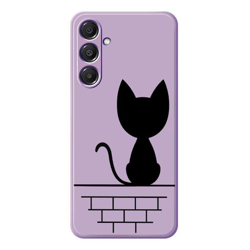 For Samsung Galaxy A16 5G/4G Case Black Cat on the Wall Pattern Printing Straight Edge TPU Phone Back Cover