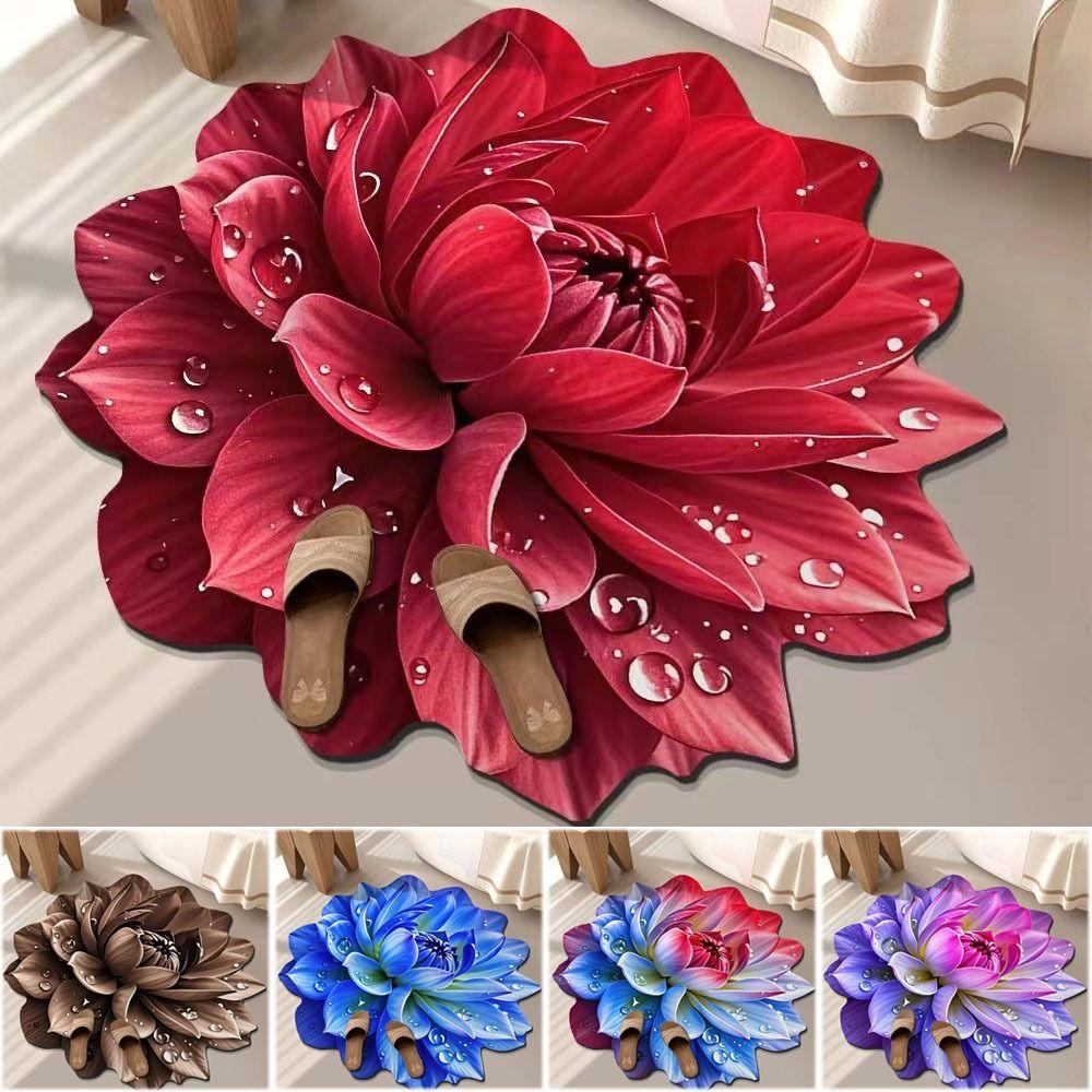 Special-shaped Flower Carpet 60/100cm Bathroom Floor Mats  for Living Room Tea Table Bedside