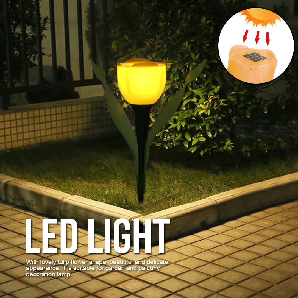 4Pcs Outdoor Solar Power Tulip LED Flower Light Waterproof Garden Lawn Lamp DecorationOrange