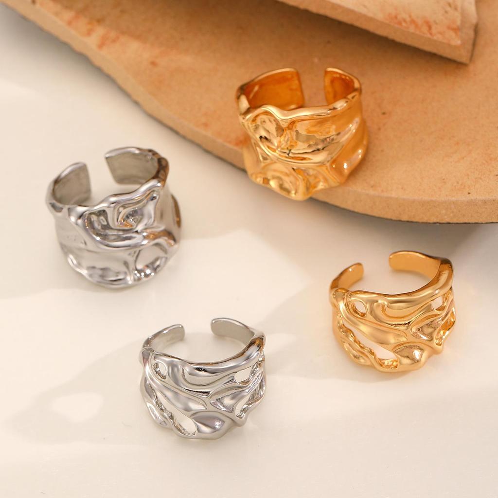 Hot-Selling Luxury Open Ring: High-End Minimalist Wide Band Alloy Index Finger Ring In European & American Style