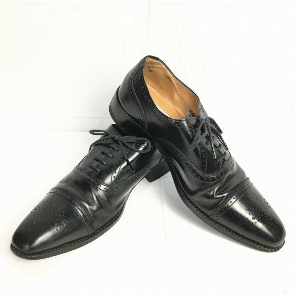 Roberta Valentino Made in Japan Semi Brogue Cap Toe Business Shoes Black Size 24.5 Men's(USED)