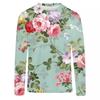 Spring and Autumn Round Neck Flower Pattern 3D Printed T-shirts Retro artistic style Top Fashionable Casual Long Sleeved Women's T-shirts