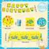16 Guests Cartoon Sponge Birthday Decorations, Yellow Square Sponge Party Plates, Under the Sea Party Supplies, Pineapple Party Plates