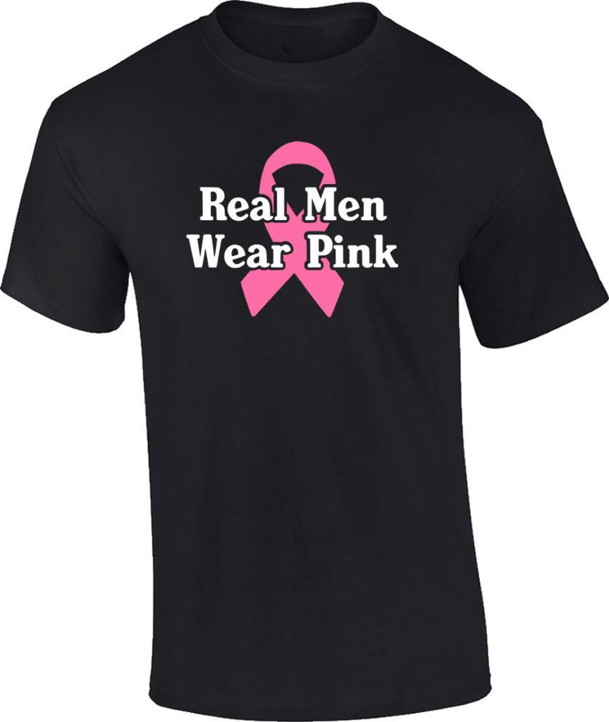 Breast Cancer Awareness Real Men Wear Pink Ribbon T-Shirt L