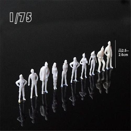 Unpainted Plastic Figure Models - 1/100-1/75 Scale Architectural Models, Solid Colors, Decorative Human Figures for Scenery Modeling (20 Pieces, 1:75)
