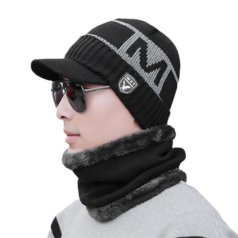 Men's Hat Winter Youth Warm Thickened Knitted Wool Hat Trendy Velvet Winter Cotton Hat Cold Cover