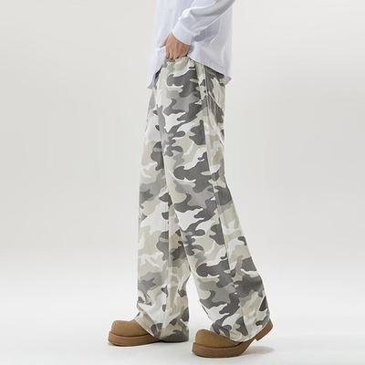 Literary Trend Camouflage Jeans Retro Versatile Design Sense Popular Straight Pants