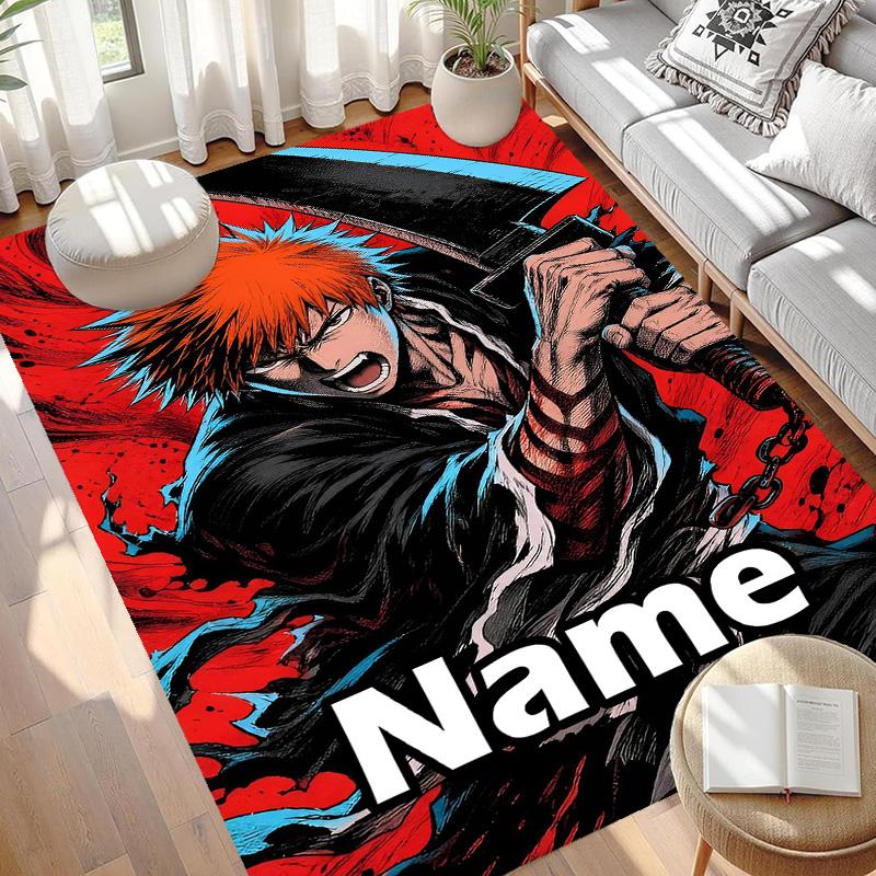 Custom Name Personalized BLEACH Print Carpet, Versatile Home Decor Rug, for Playroom, Apartment, Balcony, Entryway, Hallway Gift