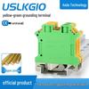 Chaoda USLKG10 Yellow-Green Grounding Terminal Block, 10mm DIN Rail Type