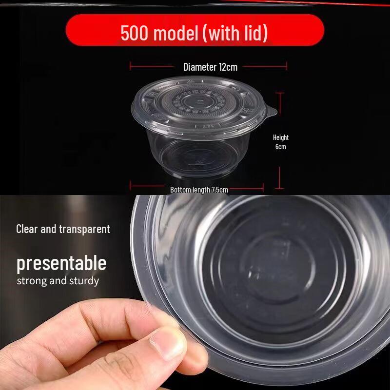 Biaoxing Disposable Round Plastic Bowls with Lids - Bulk Pack
