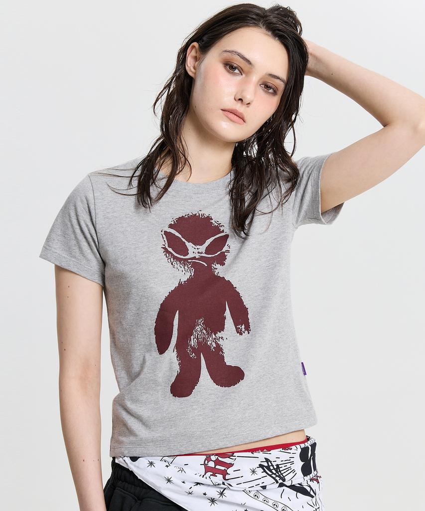 HOODHOOD Mono Alien Graphic Short Sleeve T-Shirt Gray