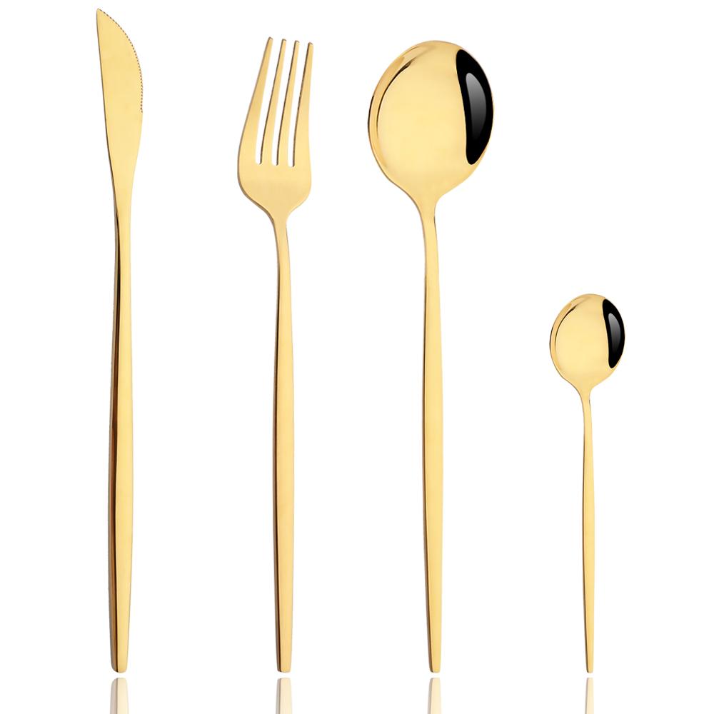 Drmfiy Pink Silver Stainless Steel Dinnerware Set Fork Knife Soup Ice Spoon Cutlery Set Western Flatware Kitchen Silverware Set