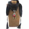 Boho Multi-Gem Pendant Scarf with Tassels, Women's 2-in-1 Fabric Scarf Necklace Accessory