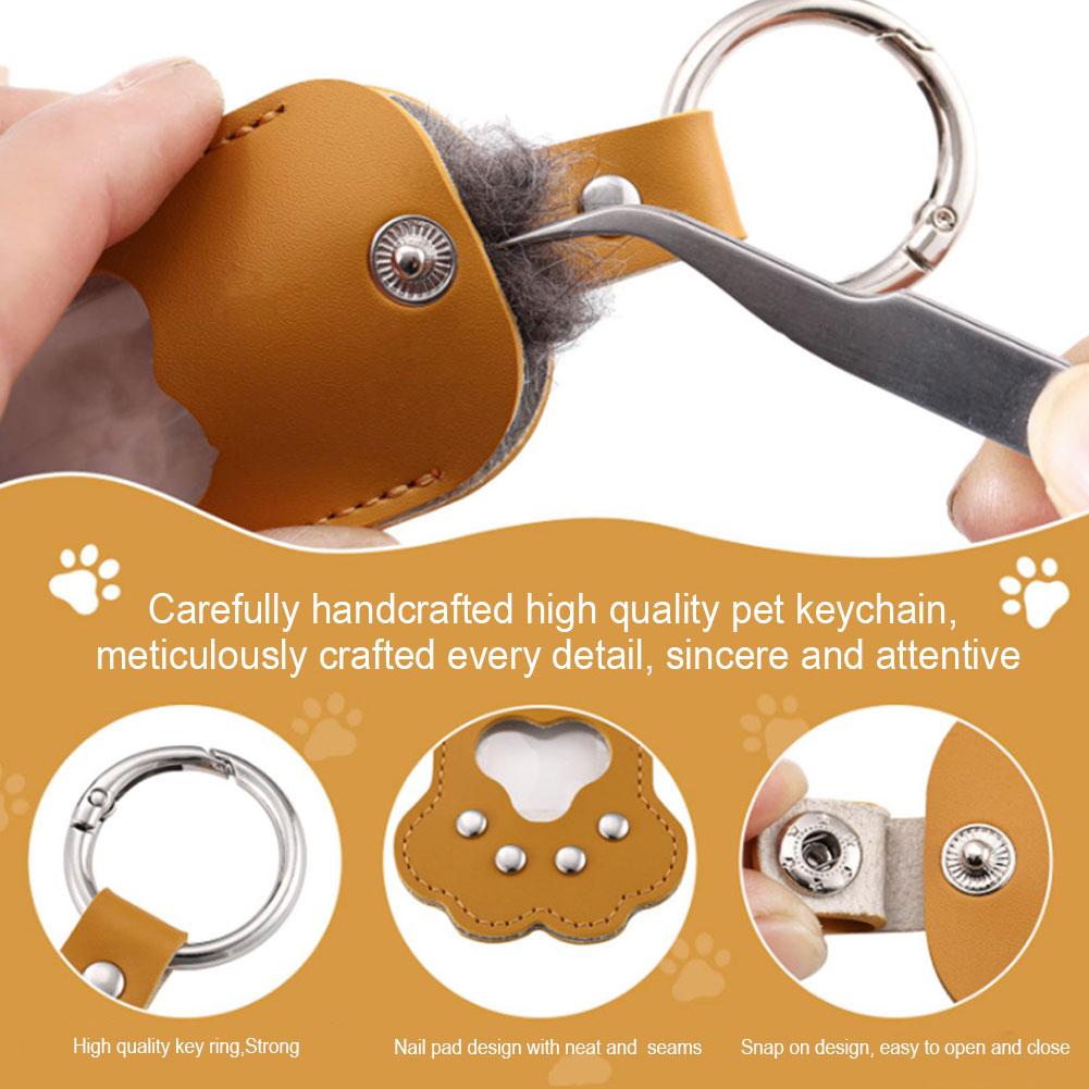 NEW Pet Hair Memorial Keychain PU Leather Keepsake Locket For Cat Dog Fur Pet Hair Storage Pendant Handbag Hanging Accessories