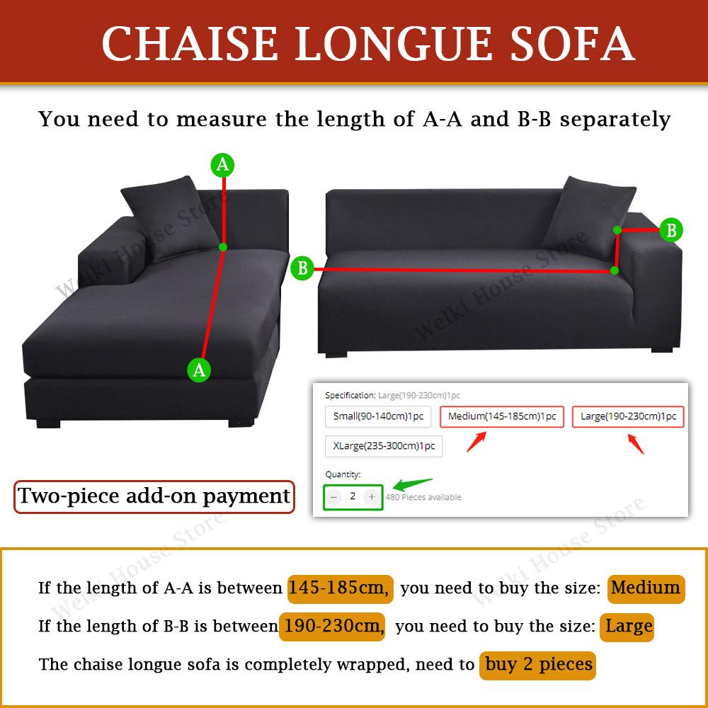 Sofa Covers For Living Room Elastic Solid Corner Couch Cover L Shaped Chaise Longue Slipcovers Chair Protector 1/2/3/4 Seater