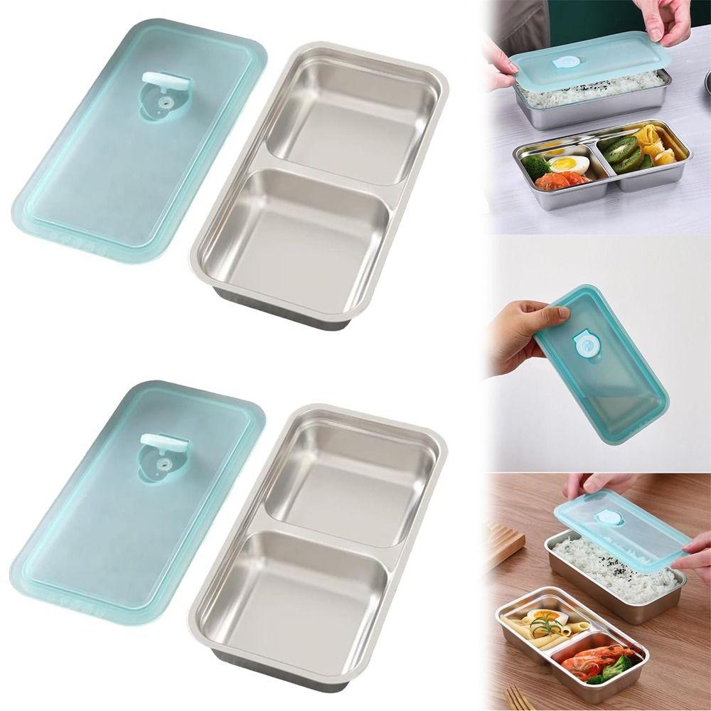 Double Compartment Snack Box Stainless Steel Lunch Box Travel and Outdoor Campin