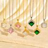 Fashion Square Sugar Zircon Emerald Pendant Necklace Women Minimalist Luxury Long Sweater Chain